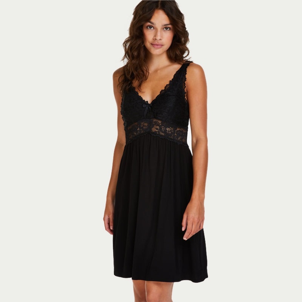 NWOT HUNKEMÖLLER NORA LACE BABYDOLL, BLACK